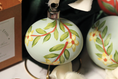 Load image into Gallery viewer, Detail of the hand-painted winter jasmine design on the Frost bulb ornament