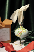 Load image into Gallery viewer, Winter Jasmine hand-painted bulb Christmas ornament in Frost, a pale icy green