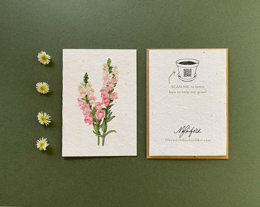 Plantable Greeting Card – Snapdragons | Wildflower Seed Paper, Eco-Friendly & Handmade