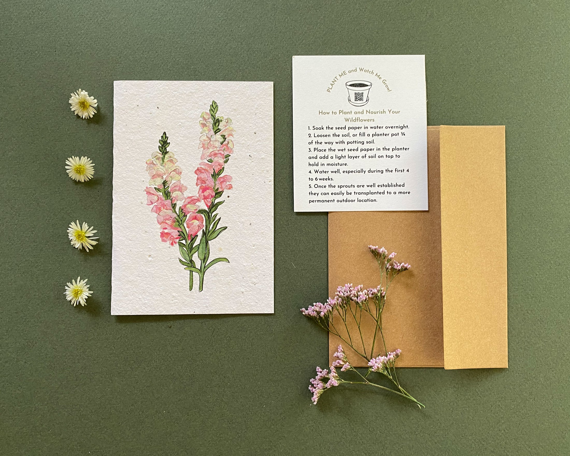 Plantable Greeting Card – Snapdragons | Wildflower Seed Paper, Eco-Friendly & Handmade