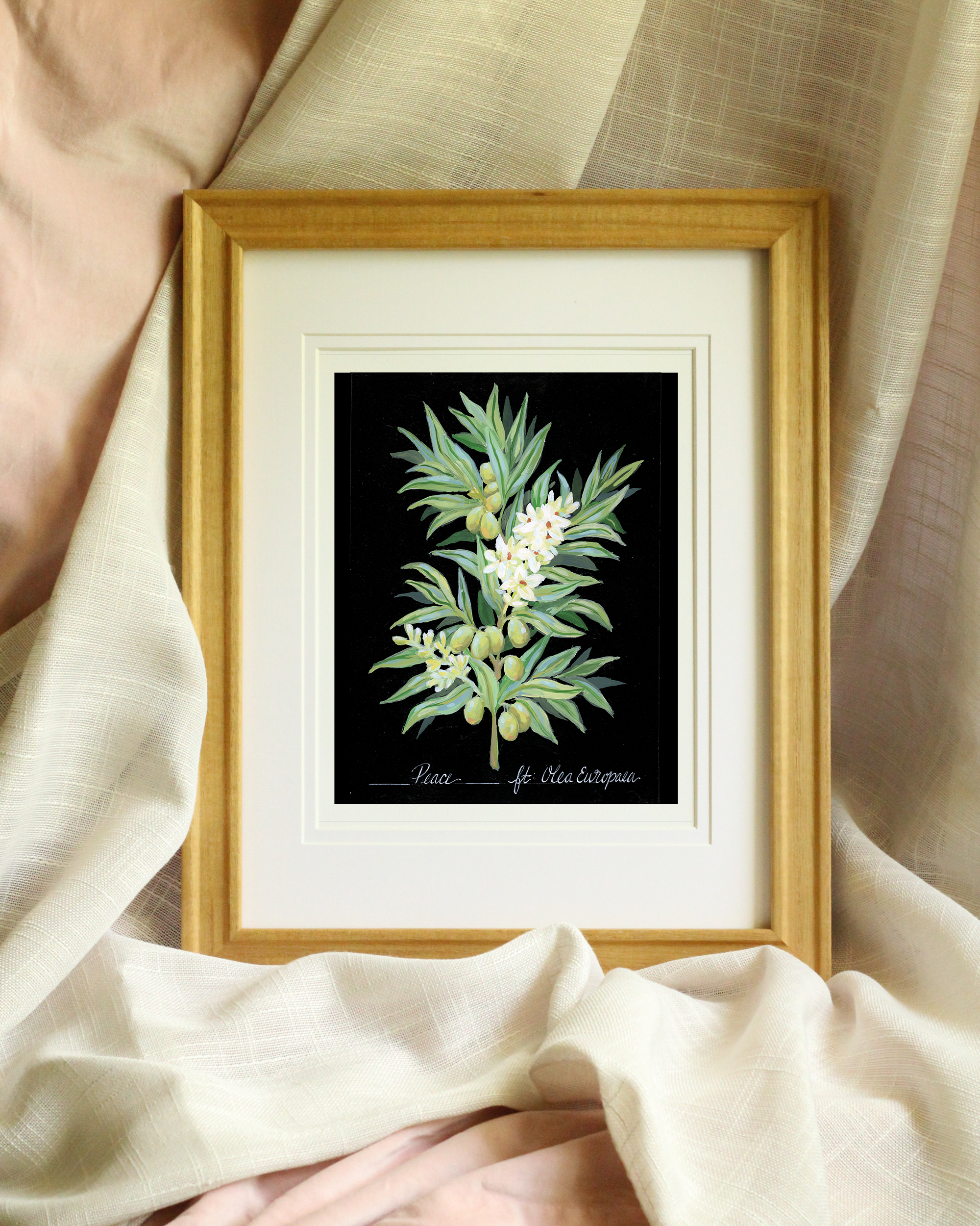 Minimalist floral wall art – giclée botanical print of olive