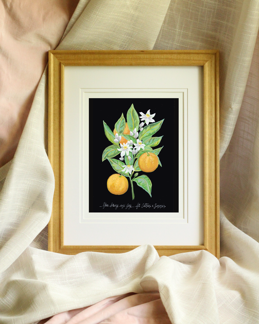 Uplifting citrus botanical wall art – orange tree giclée print