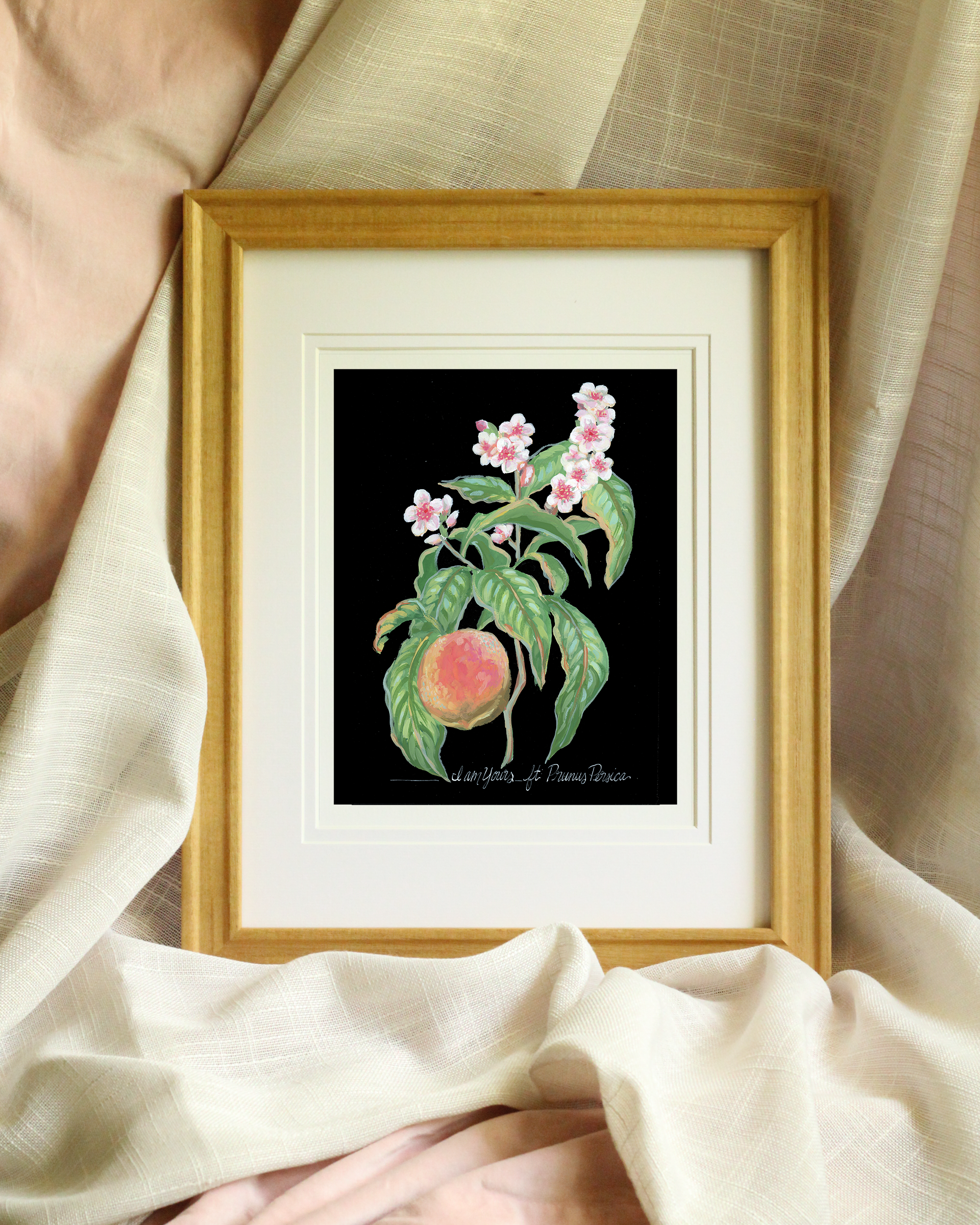 Romantic botanical wall art – giclée print of peach tree