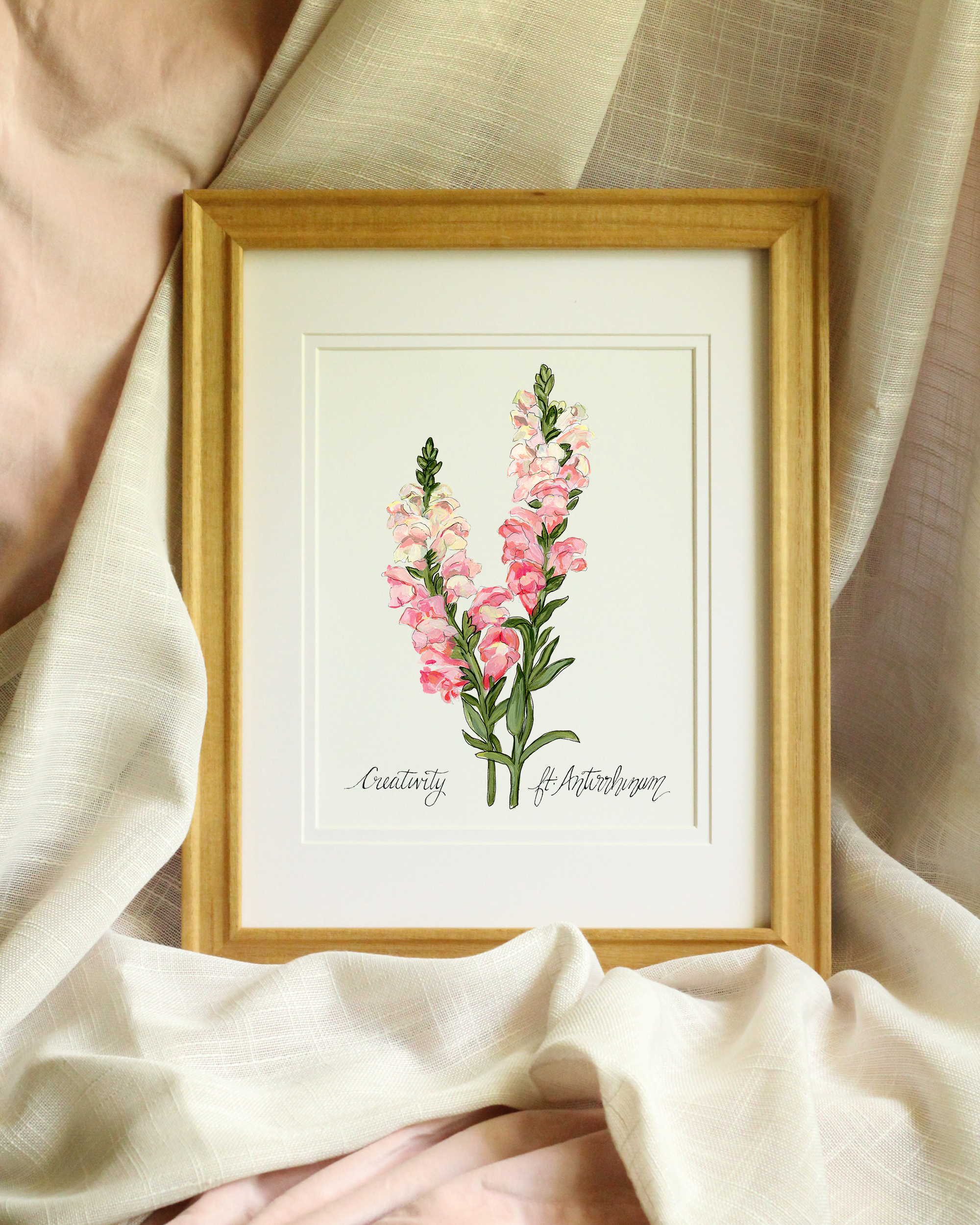 Feminine pink botanical giclée print – Victorian floral wall art
