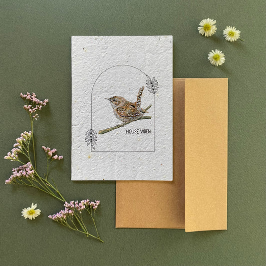 Eco-friendly botanical greeting card – recycled handmade seed paper