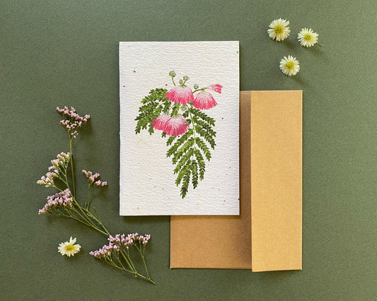 Eco-friendly botanical greeting card – recycled handmade seed paper