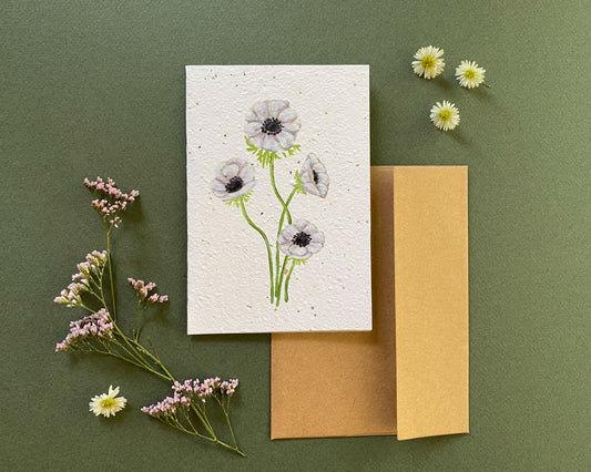 Botanical plantable card with wildflower seed blend