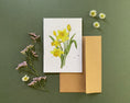 Load image into Gallery viewer, Eco-friendly wildflower greeting card – daffodil floral artwork