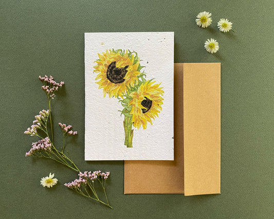 Eco-friendly wildflower greeting card – sunflower floral artwork