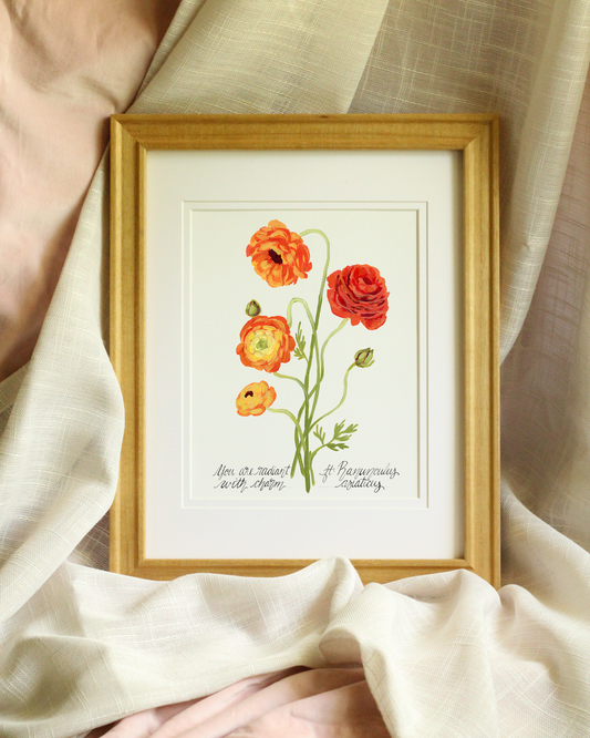 Bright and feminine floral wall art on watercolor paper