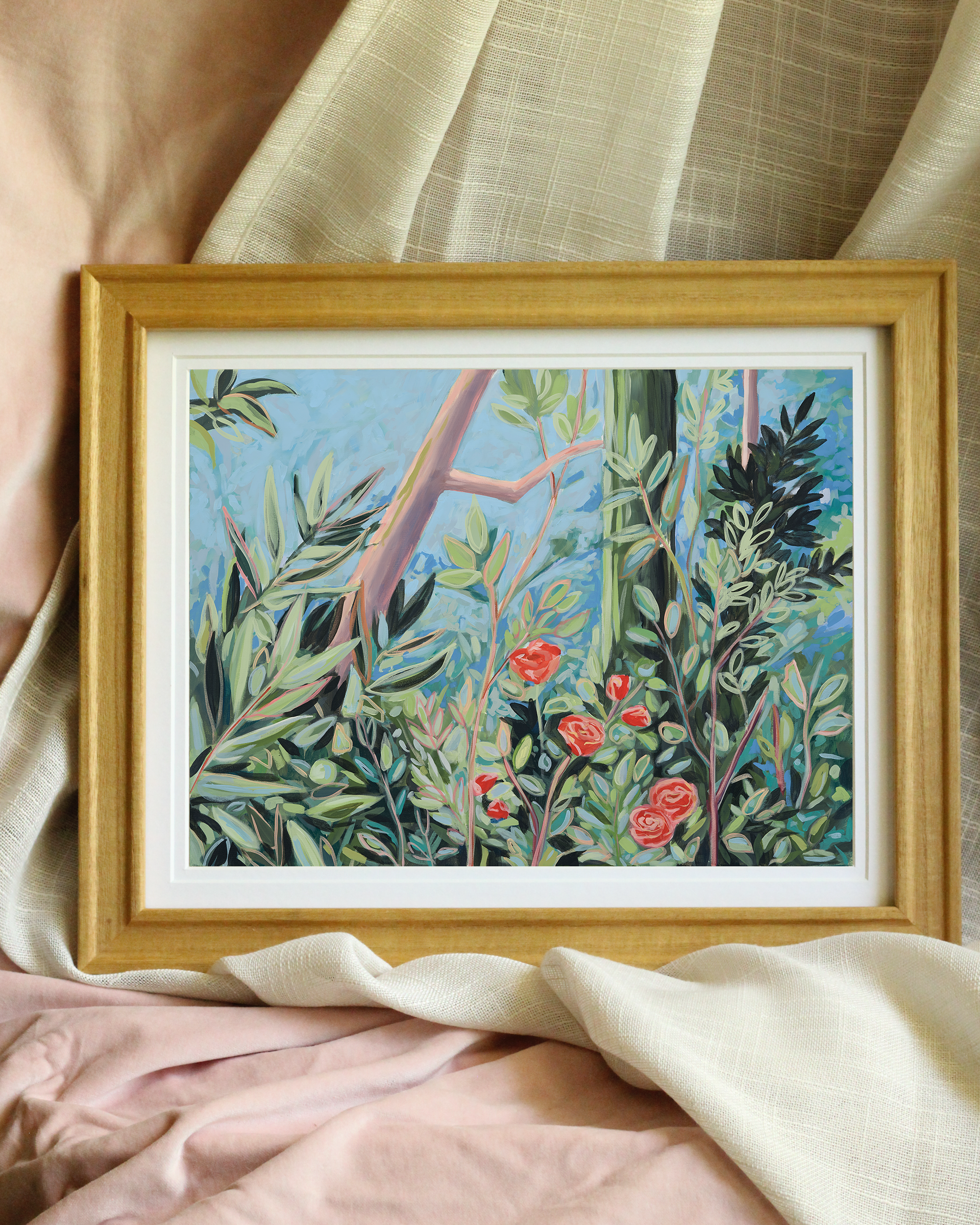 The Wilds of Rome – Colorful botanical jungle canvas print with bold brushstrokes and vivid plant forms, inspired by Roman mural traditions.