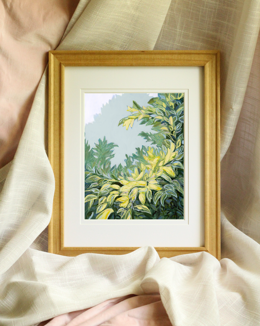 A Wave of Foliage – Flowing green botanical canvas print inspired by ancient Roman frescoes, featuring treetop forms in motion.