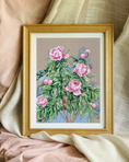 Load image into Gallery viewer, Feminine peony floral print on linen canvas, archival quality