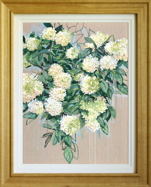 Hydrangea Flowers Art Print – Giclée on Linen Canvas
