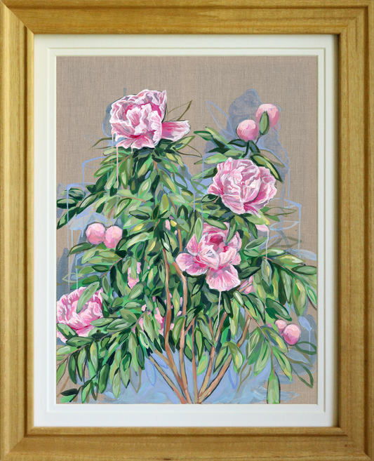 Peony Flowers Art Print – Giclée on Linen Canvas