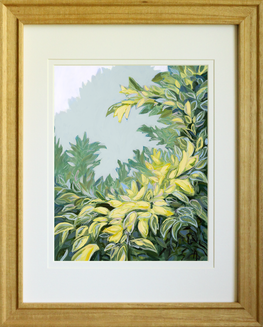 A Wave of Foliage – Flowing green botanical canvas print inspired by ancient Roman frescoes, featuring treetop forms in motion.
