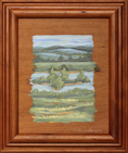 Load image into Gallery viewer, Original Blue Ridge Mountain river landscape with island painted on handmade wood panel