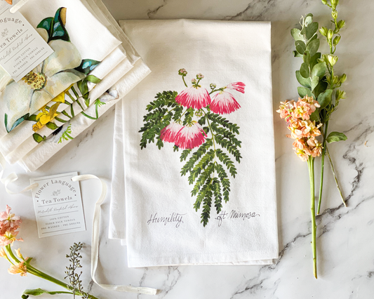 Mimosa Flower Language Tea Towel