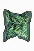 Load image into Gallery viewer, high quality silk scarf featuring winter evergreens by meredith raiford akins
