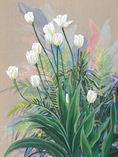 Load image into Gallery viewer, Original White Tulip Painting on Linen | Botanical Fine Art | 36x48