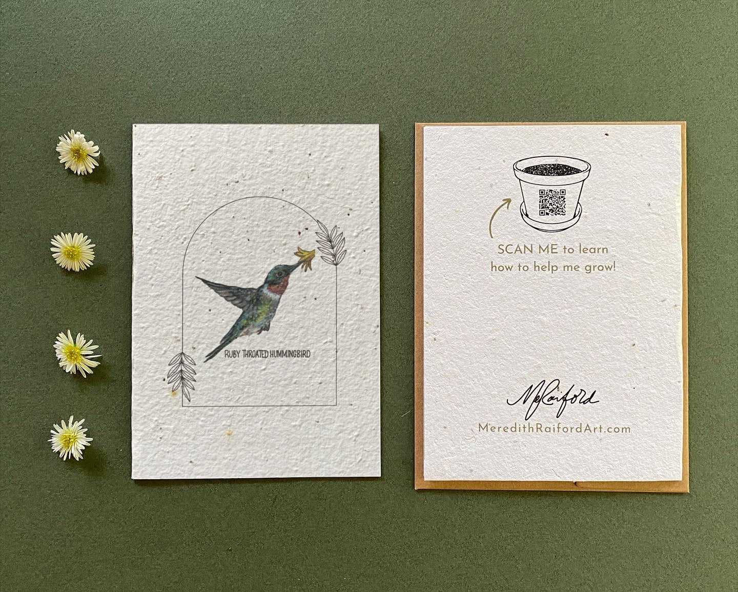 Plantable Greeting Card – Ruby-throated Hummingbird | Wildflower Seed Paper, Eco-Friendly & Handmade