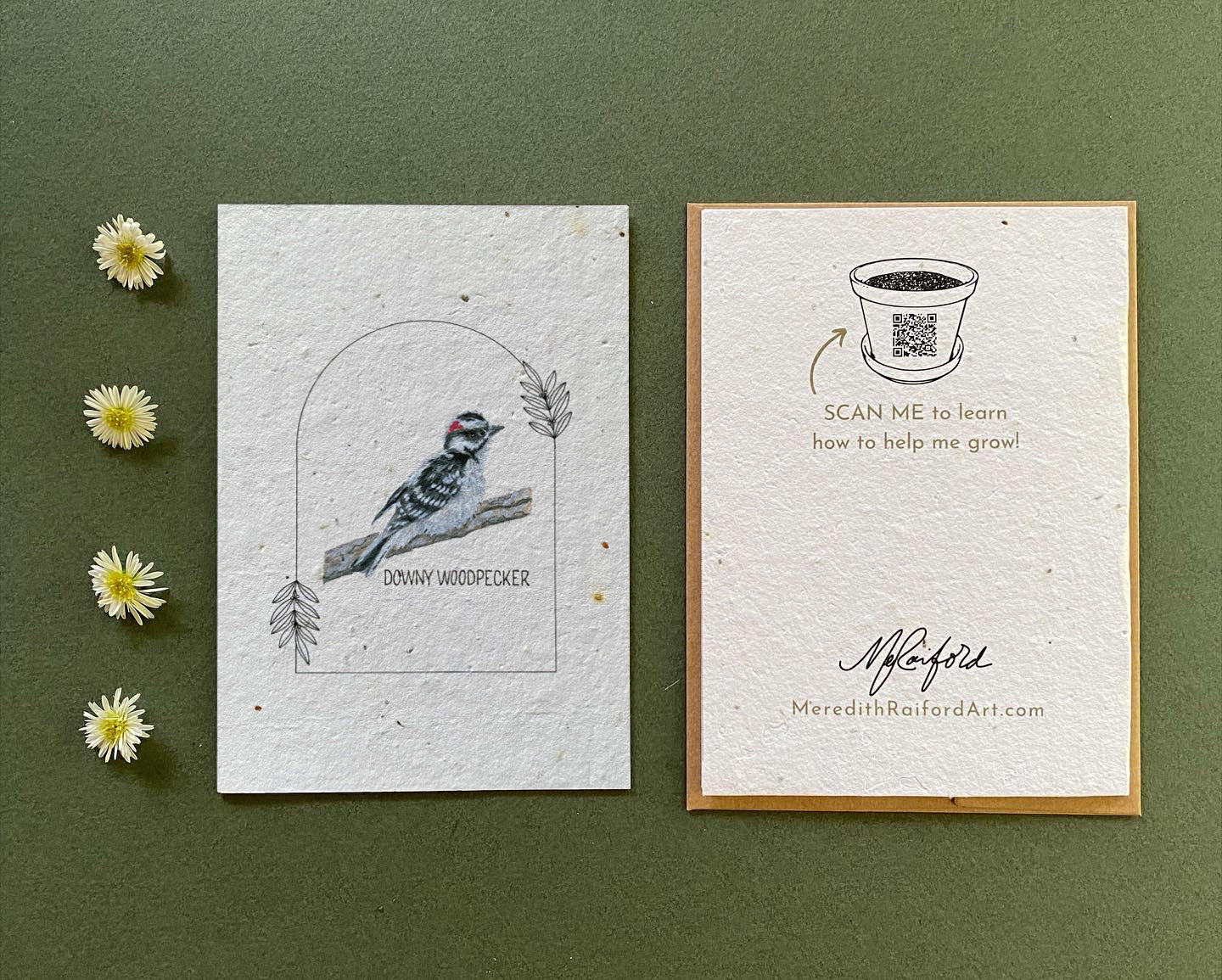 Plantable Greeting Card – Downy Woodpecker | Wildflower Seed Paper, Eco-Friendly & Handmade