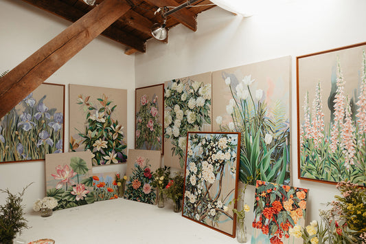 Original Foxgloves Painting on Linen | Botanical Fine Art | 30x40