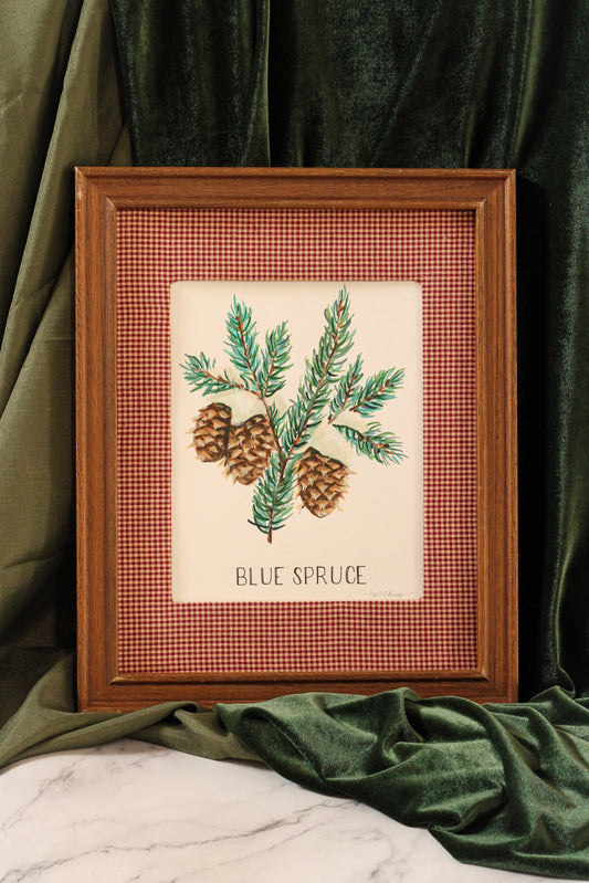 original painting of christmas botanical by meredith raiford akins