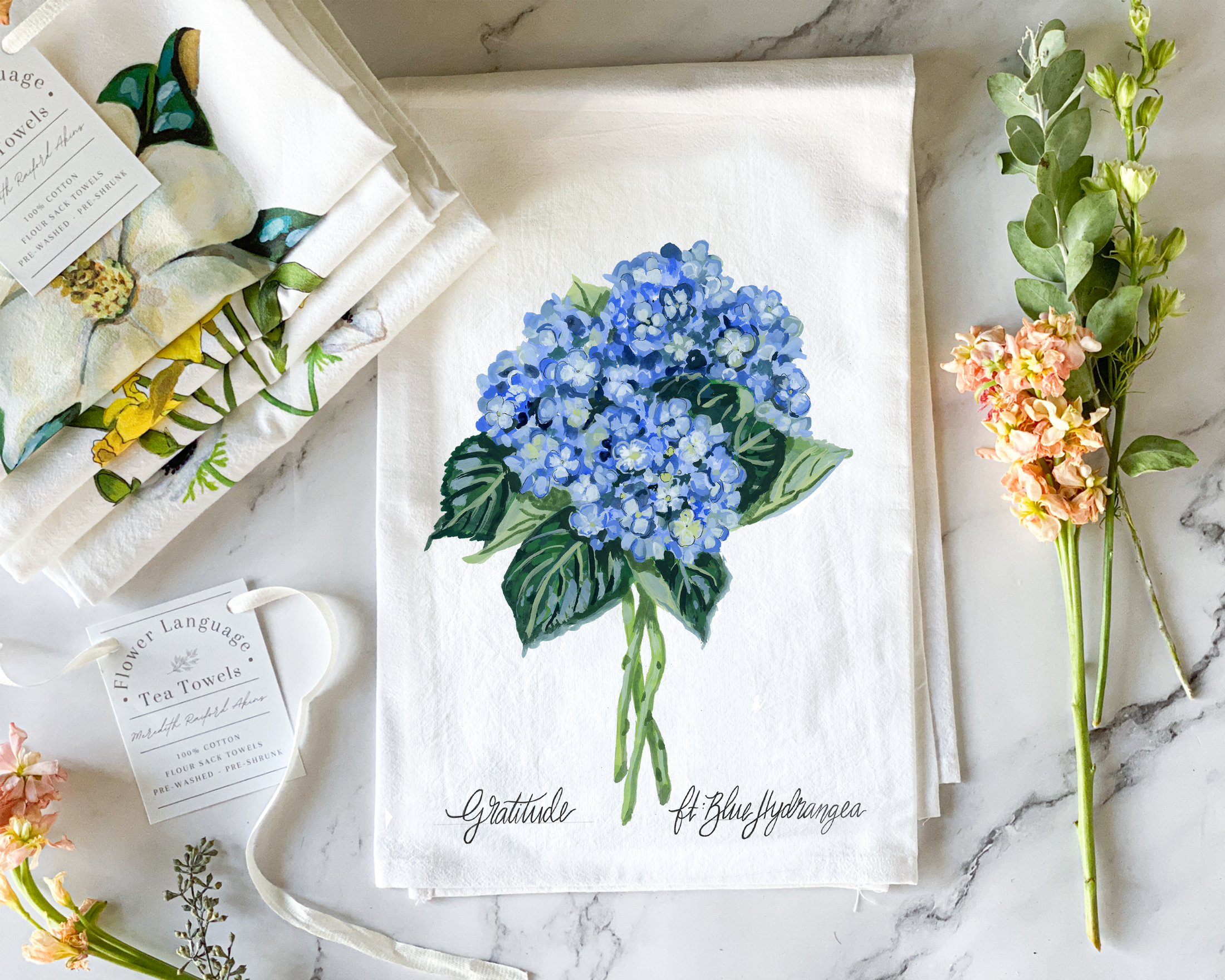 Blue Hydrangea Tea Towel