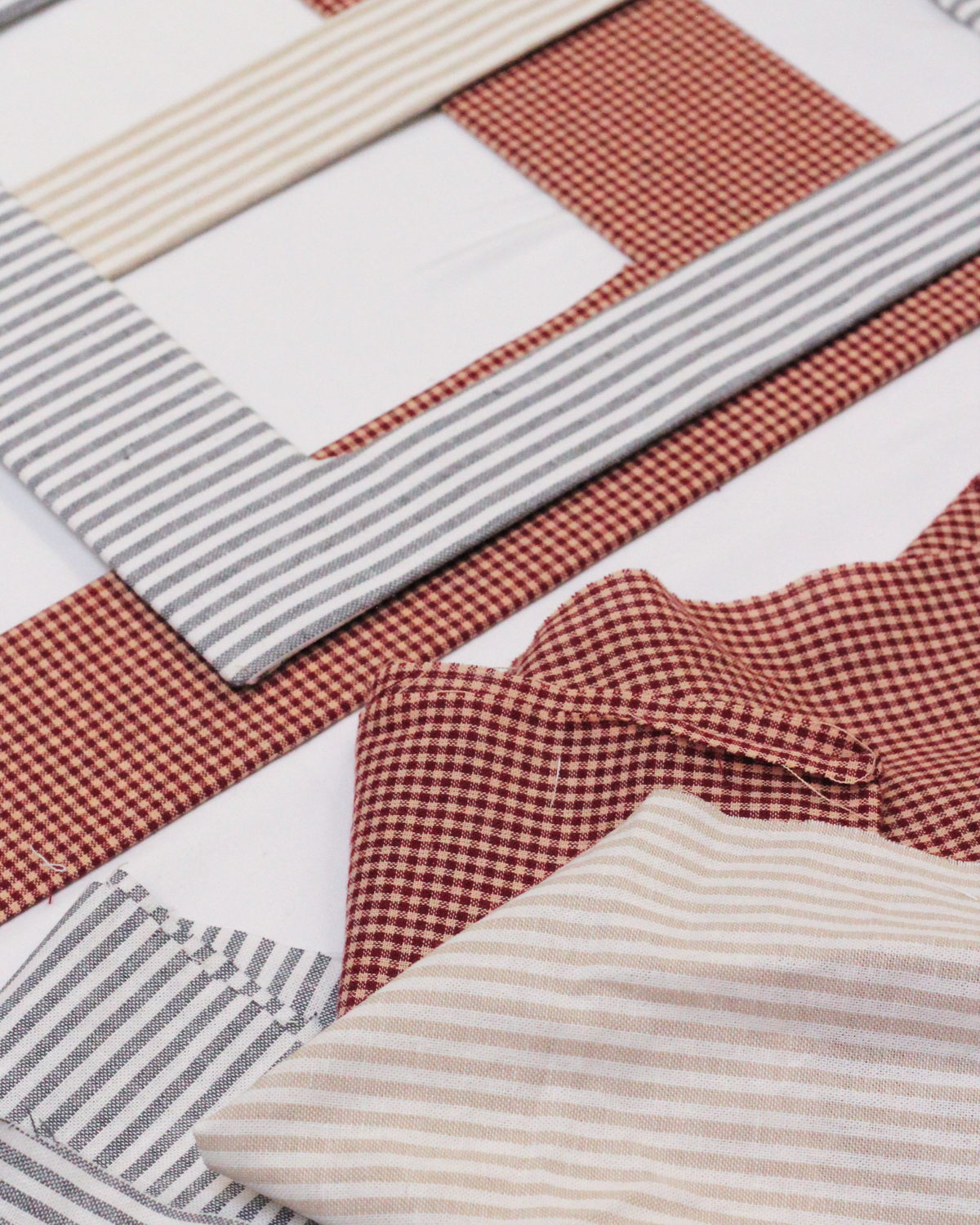 Plaid & Stripe Fabric Frame Mats for Art Prints | 5x5 to 12x16
