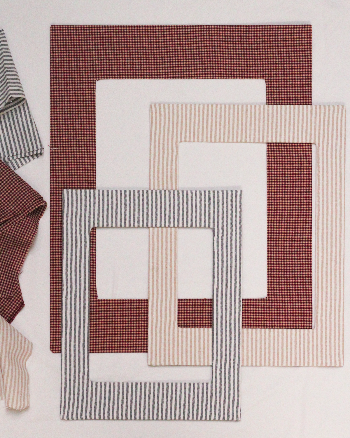 Plaid & Stripe Fabric Frame Mats for Art Prints | 5x5 to 12x16