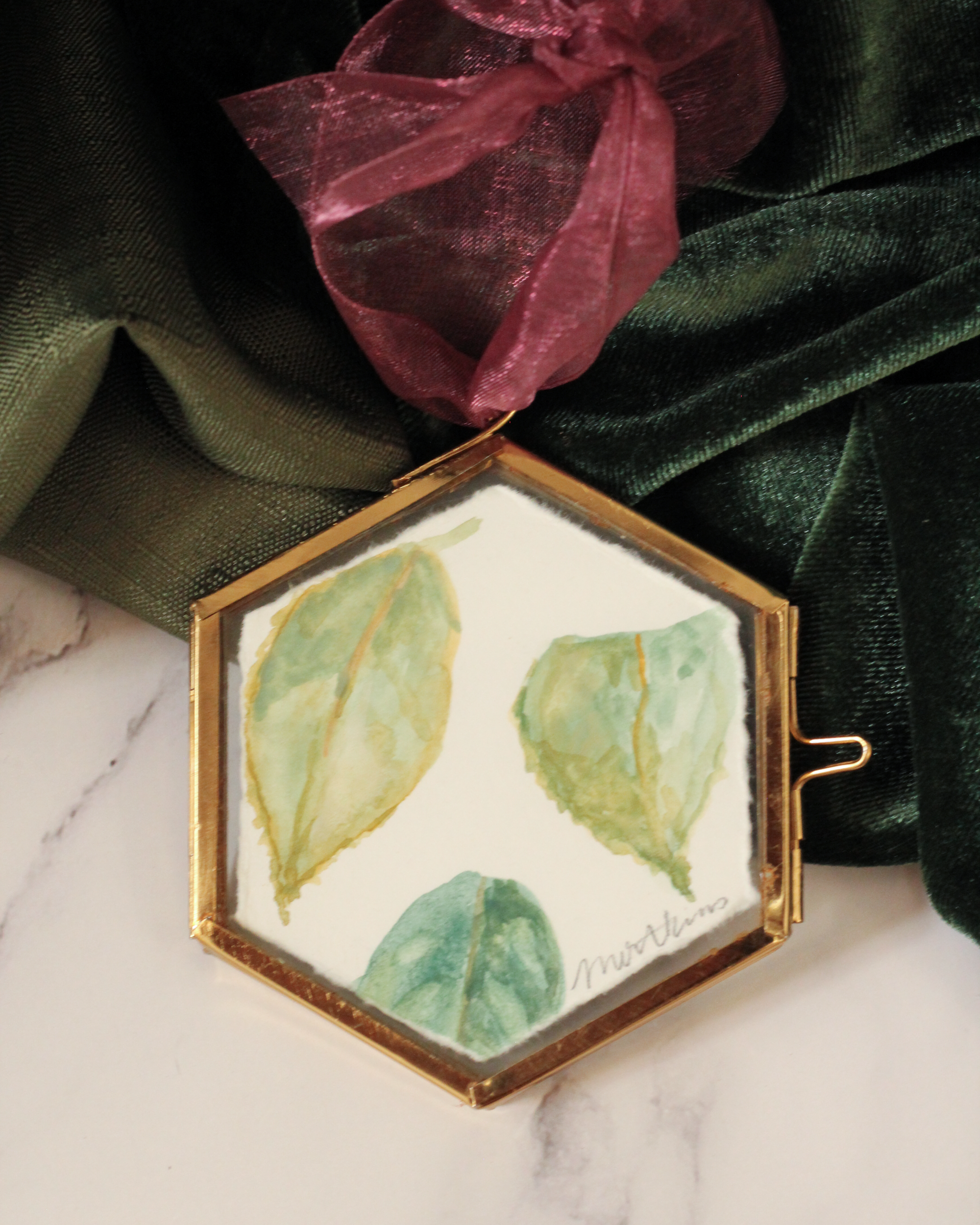 Leaf Study no.3 - Handpainted Watercolor Ornament
