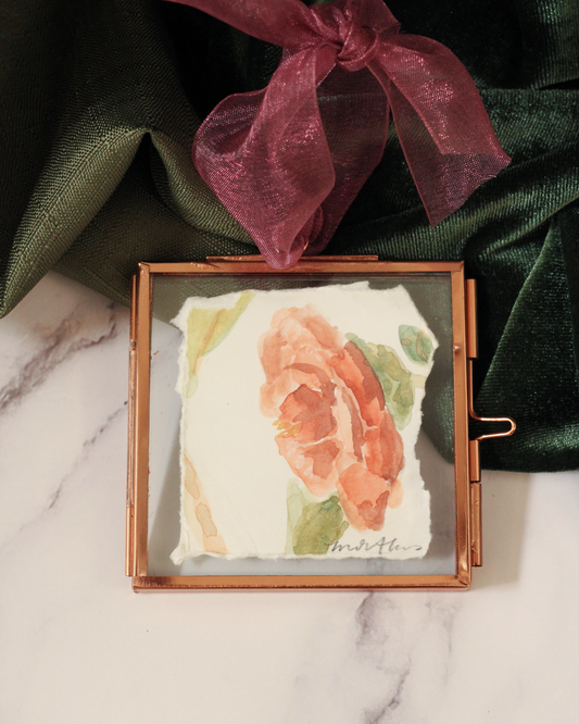 Camelia Study no. 6 - Handpainted Watercolor Ornament