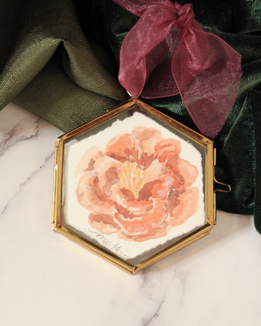 Camelia Study no. 4 - Handpainted Watercolor Ornament