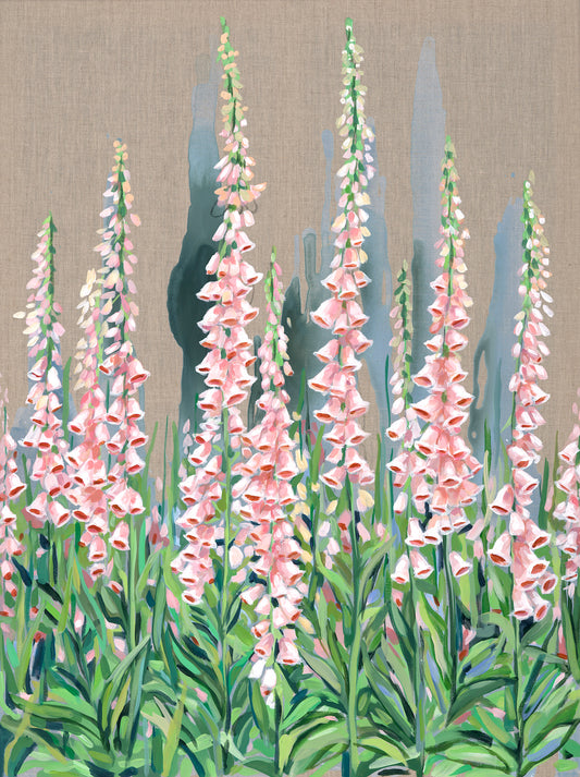 Original Foxgloves Painting on Linen | Botanical Fine Art | 30x40