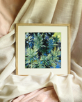 Load image into Gallery viewer, Evergreen botanical art print by Meredith Raiford Akins, abstract green and blue plein air painting with raw brushwork, organic modern wall decor for designers and collectors
