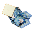 Load image into Gallery viewer, periwinkle, mint and royal blue scarf featuring white magnolia flowers by meredith raiford akins
