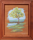 Load image into Gallery viewer, Original Blue Ridge Mountain tree landscape painting on handmade wood panel by Meredith Raiford
