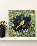 Load image into Gallery viewer, Red Headed Tanager in the Secret Garden – Original on Canvas | 20x20

